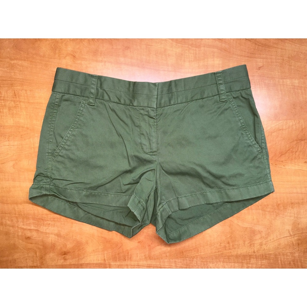 J.Crew Chino Shorts Womens 2 Olive Green 100% Cotton 3 Inch Inseam Casual Summer